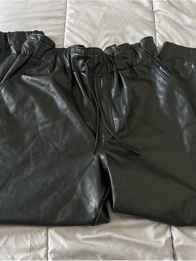 Abercrombie & Fitch Black Faux Leather Joggers